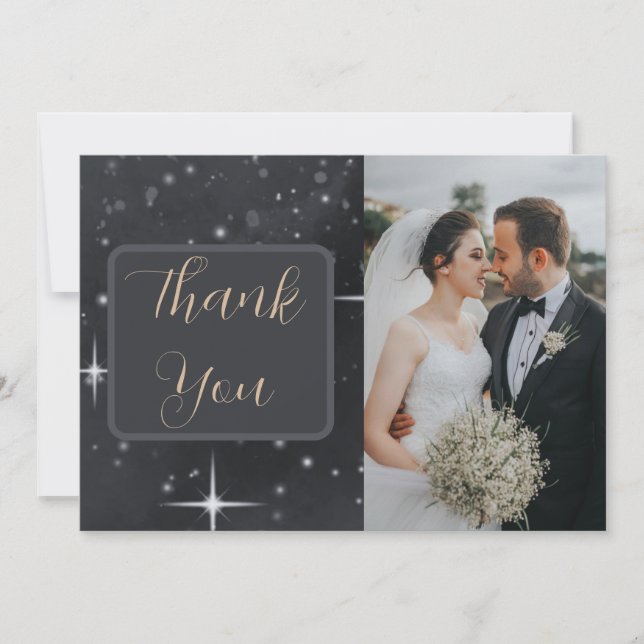 Starry Night Moon Phases Celestial Photo Thank You Card (Front)