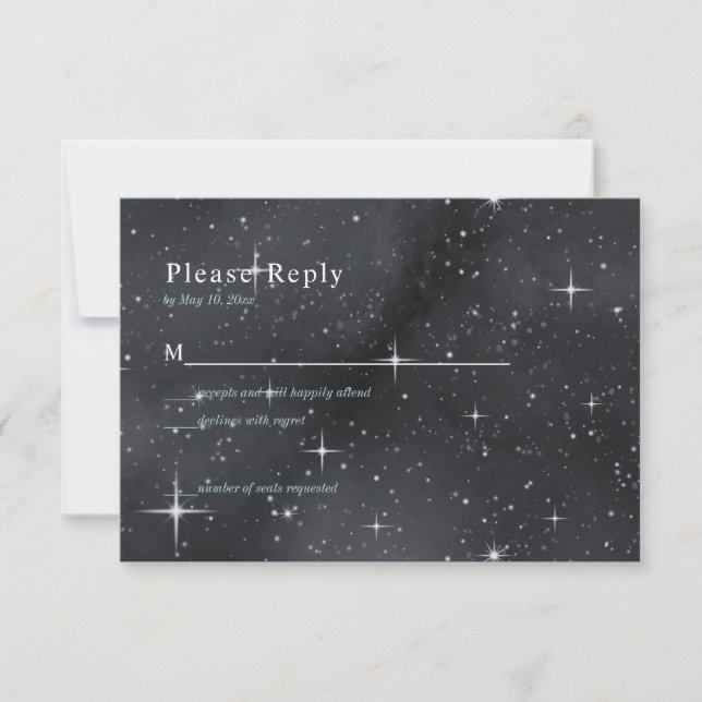 Starry Night Moon Phases Celestial RSVP Card (Front)