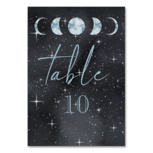 Starry Night Moon Phases Celestial Table Number