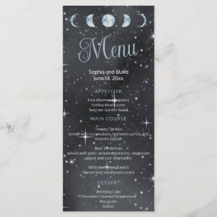 Starry Night Moon Phases Wedding Flat Menu