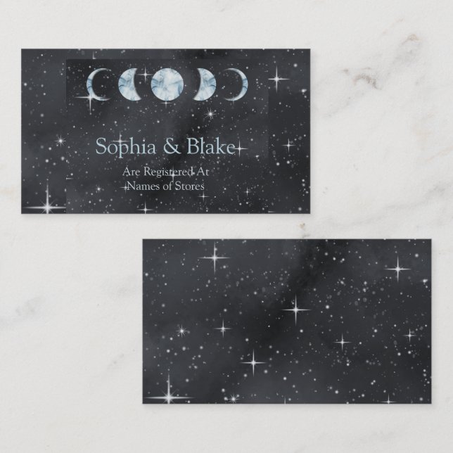 Starry Night Moon Phases Wedding Registry Enclosure Card (Front/Back)
