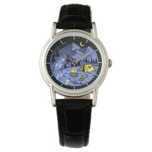 Starry Night Mountain Tent Camping Watch