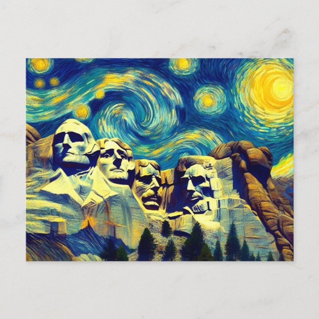 Starry Night Mt. Rushmore South Dakota Postcard (Front)