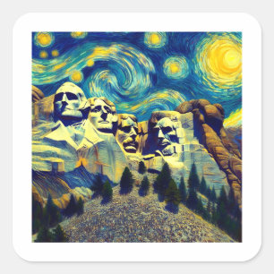 Starry Night Mt. Rushmore South Dakota Square Sticker