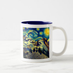 Starry Night Mt. Rushmore South Dakota Two-Tone Coffee Mug