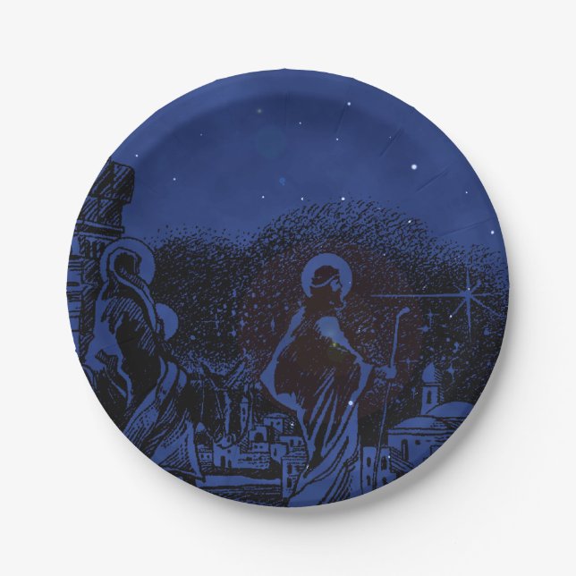 Starry Night Nativity Paper Plate (Front)
