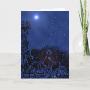 Starry Night Nativity Scene Holiday Card