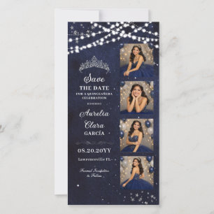 Starry Night Navy Blue Quinceañera Photo Booth Save The Date