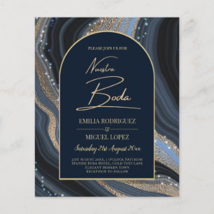 Starry Night Navy Gold Agate NUESTRA BODA Invite Flyer