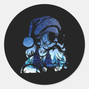 Starry Night North Pole Scenery Merry Christmas Sa Classic Round Sticker