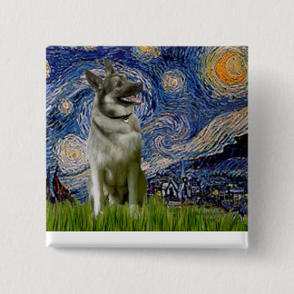 Starry Night - Norwegian Elkhound 15 Cm Square Badge