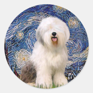 Starry Night - Old English 6 Classic Round Sticker