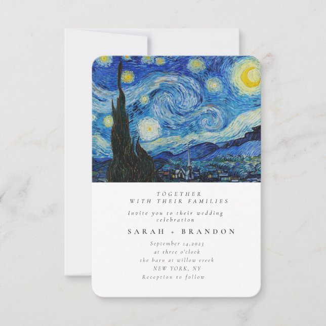 Starry Night Old painting wedding invitation (Front)