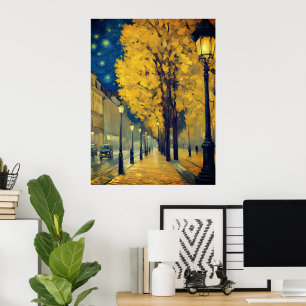 Starry Night on Andrássy Avenue, Budapest Poster