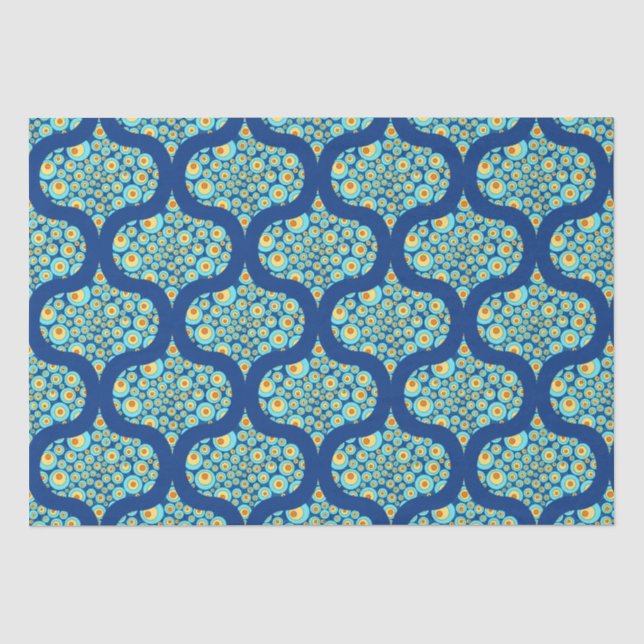 Starry Night On Sea Doodle Mid Mod Ogee Tissue Paper (Front)