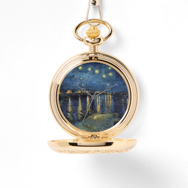 Starry Night on the Rhone Pocket Watch – Van Gogh  (Front)
