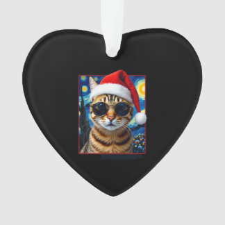 Starry Night Orange Tabby Cat Christmas Ornament