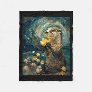 Starry-Night Otter Art Performance Fleece Blanket