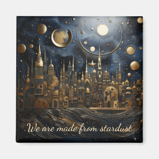 Starry night over cityscape 2 of 8 square magnet
