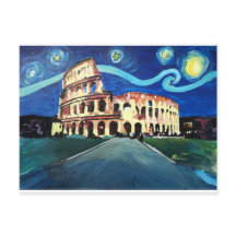 Starry Night over Colloseum in Rome Italy