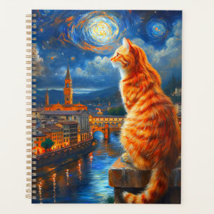 Starry Night Over Florence Ginger Cat Art Planner
