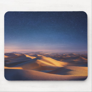 Starry Night Over Golden Desert Dunes Landscape Mouse Mat