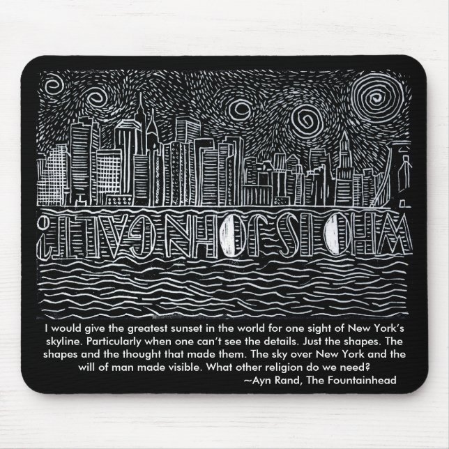 Starry Night Over New York...Who Is John Galt? Mouse Mat (Front)