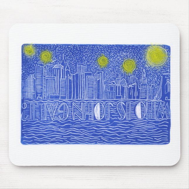 Starry Night Over New York...Who Is John Galt? Mouse Mat (Front)