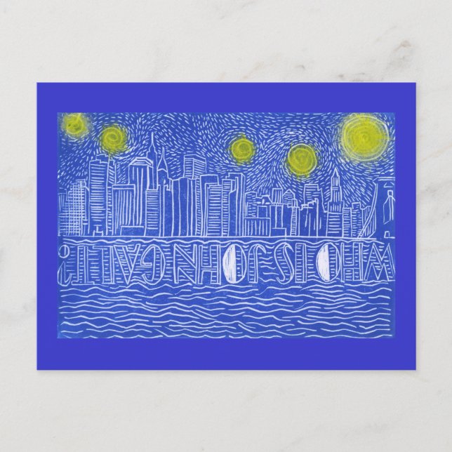 Starry Night Over New York...Who Is John Galt? Postcard (Front)