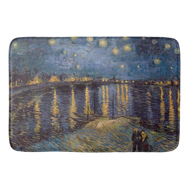 Starry Night Over Rhone River by Vincent Van Gogh Bath Mat (Front)