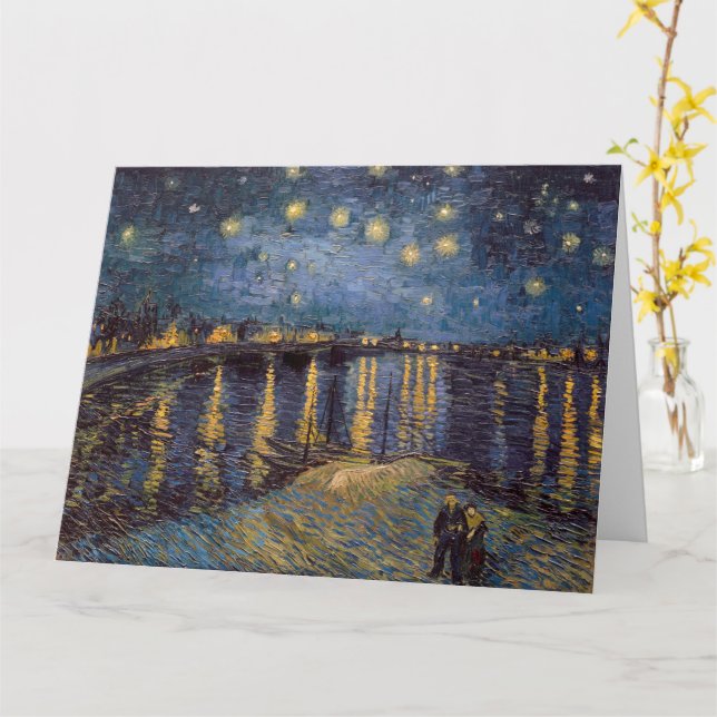 Starry Night Over Rhone River by Vincent Van Gogh Card (Yellow Flower)
