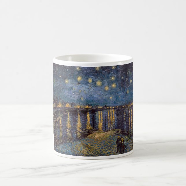 Starry Night Over Rhone River by Vincent Van Gogh Coffee Mug (Center)