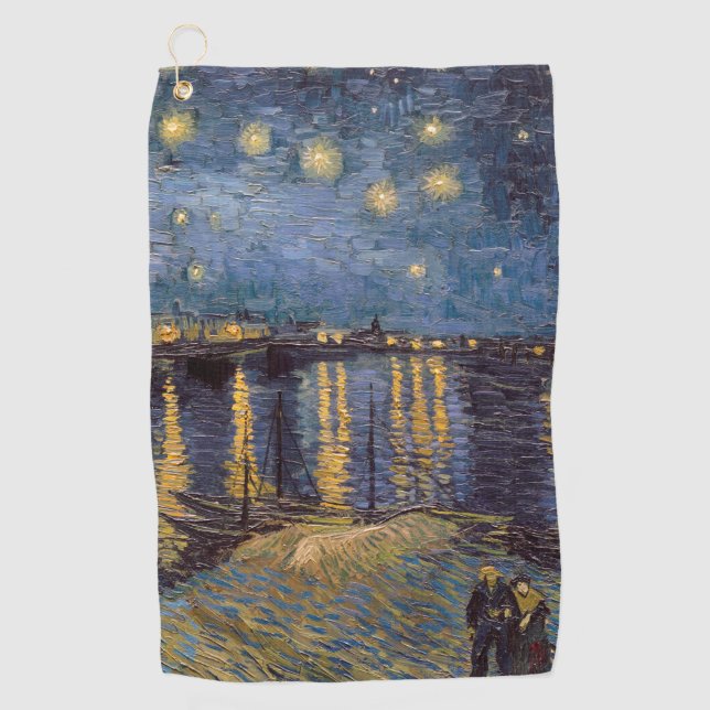 Starry Night Over Rhone River by Vincent Van Gogh Golf Towel (Front)