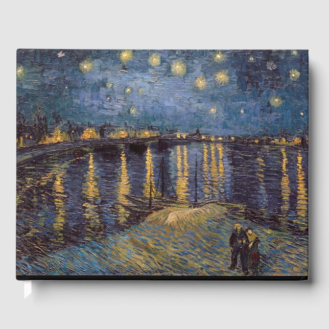 Starry Night Over Rhone River by Vincent Van Gogh Guest Book (Front)