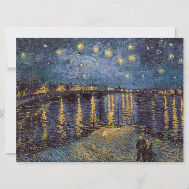 Starry Night Over Rhone River by Vincent Van Gogh Holiday Card (Front)