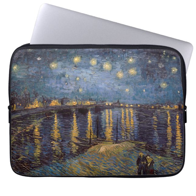 Starry Night Over Rhone River by Vincent Van Gogh Laptop Sleeve (Front)