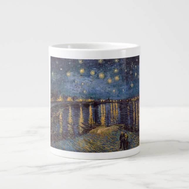 Starry Night Over Rhone River by Vincent Van Gogh Large Coffee Mug (Front)
