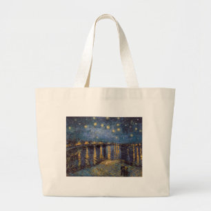 Starry Night Over Rhone River by Vincent Van Gogh Large Tote Bag