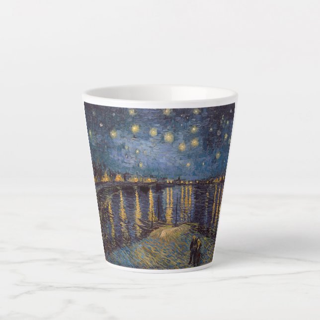 Starry Night Over Rhone River by Vincent Van Gogh Latte Mug (Front)