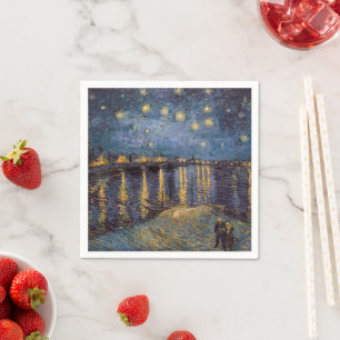 Starry Night Over Rhone River by Vincent Van Gogh Napkin