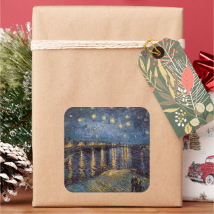 Starry Night Over Rhone River by Vincent Van Gogh Square Sticker