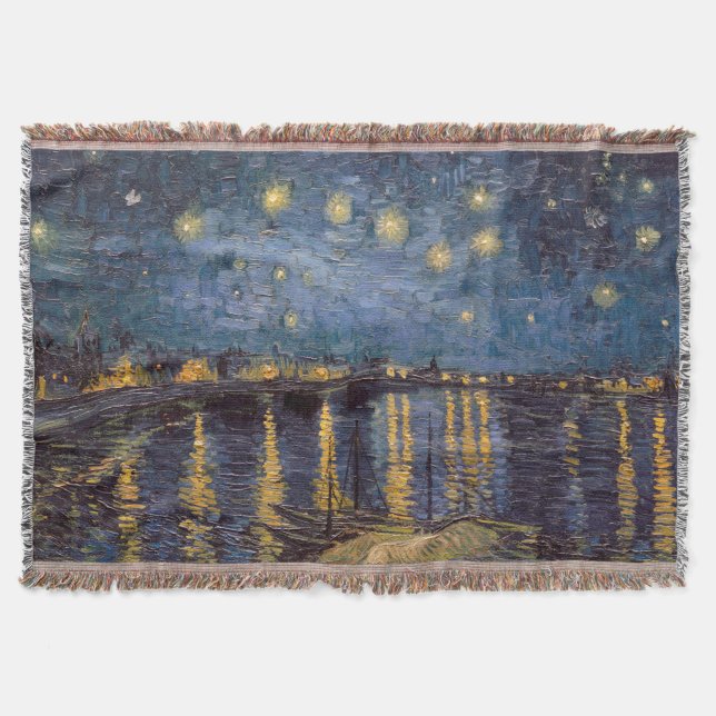 Starry Night Over Rhone River by Vincent Van Gogh Throw Blanket (Front)