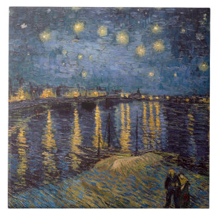 Starry Night Over Rhone River by Vincent Van Gogh Tile