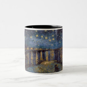 Starry Night Over Rhone River by Vincent Van Gogh Two-Tone Coffee Mug