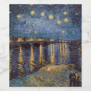 Starry Night Over Rhone River by Vincent Van Gogh Wine Label