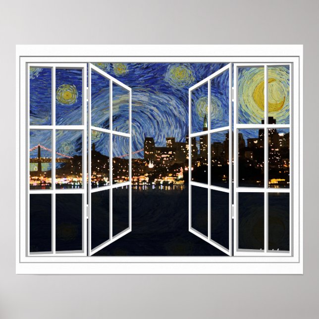 Starry Night Over San Francisco California Poster (Front)
