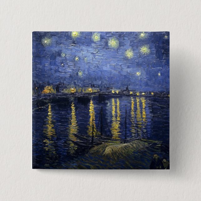 Starry Night Over the Rhone 15 Cm Square Badge (Front)