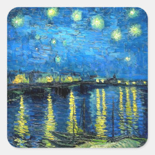 Starry Night Over the Rhone (1888) Van Gogh art Square Sticker