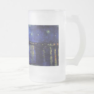 starry night over the rhone 1890 frosted glass beer mug