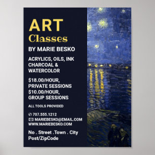 Starry Night Over The Rhone, Art Classes Poster
